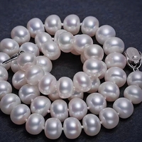 Perles d'eau douce naturelles, ensemble de bijoux en perles d'eau douce, collier en argent sterling, demi-perles, perles pour la fabrication de bijoux