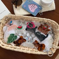 Koleksi Gantungan Kunci Sisir Mini Bentuk Hewan Lucu, Terbuat dari Asetat Tebal, Bergaya Kartun, Portabel, Menyenangkan, dan Unik