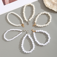 Ensemble de 6 breloques tendance en fausses perles, blanc et crème, tons or/argent, cadeau unisexe pour mariage et fête