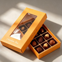 Boîte à chocolat pliable avec fenêtre, en matériau recyclable de qualité alimentaire 6/8 12/16/24, design personnalisé
