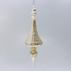 Set 4 ornamen natal merkuri bergaris tiup tangan. Ornamen gantung kaca Set/4 - Product Image 4