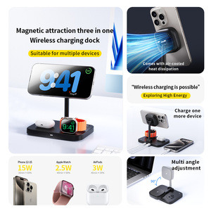 15 Wát Magnetic 3-in-1 linh hoạt không dây sạc đứng điện thoại di động sạc chủ cho bàn giường <span class=keywords><strong>Cube</strong></span> với linh hoạt sử dụng các tính năng - Product Image 3
