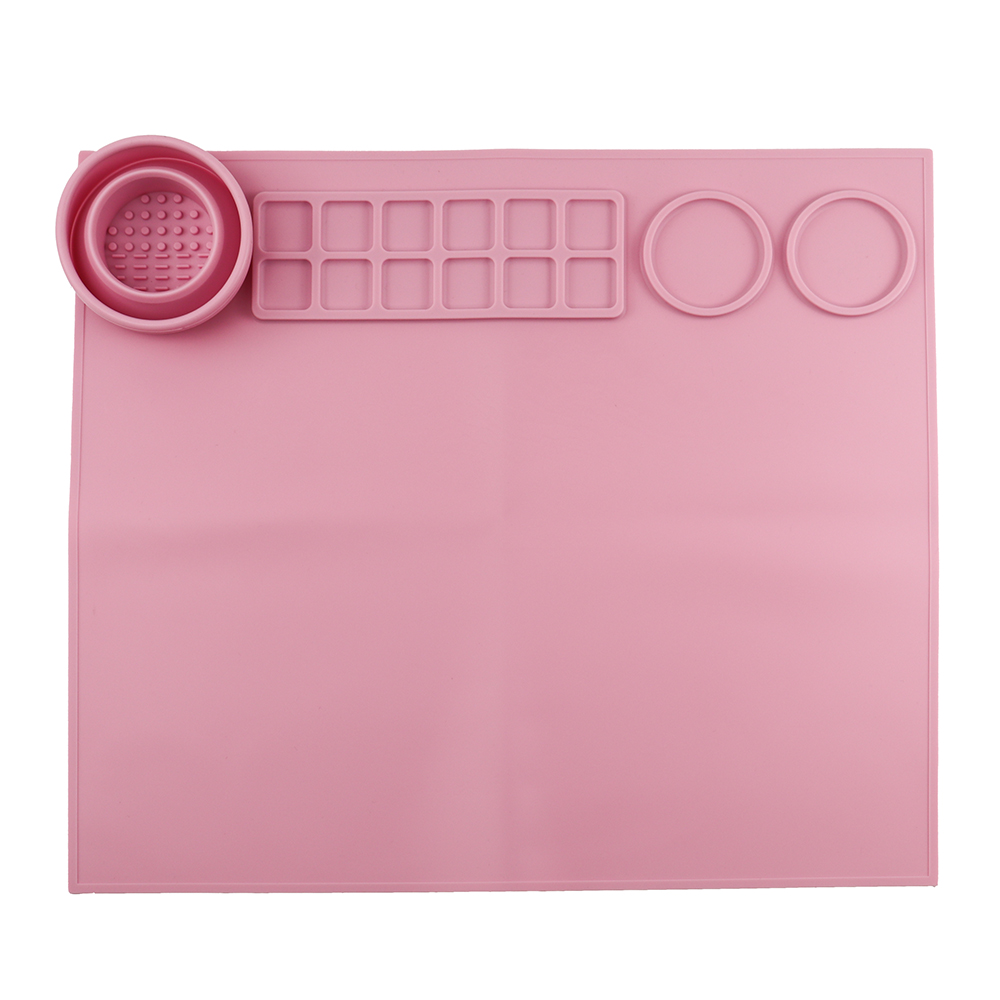 Экологичный антипригарный нескользящий Силиконовый коврик с чистящей чашкой и разделителями краски, силиконовые художественные коврики, художественные изделия и инструменты для рукоделия