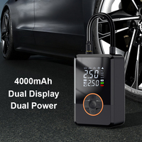 Gonfleur de pneus double alimentation 4000mAh Mini compresseur d'air sans fil ABS 50W Puissance Affichage double écran Pompe à pneus portable pour voiture et vélo