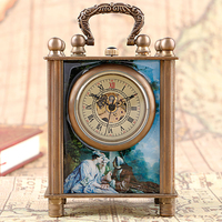 Ornements décoratifs européens antiques Minuterie Horloge Montre Horloge de table vintage avec mouvement mécanique