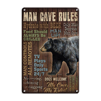 Man Cave Rules Live Hunt Nouveau Design Plaque Métallique Hero Tin Poster Open Signs for Room Garage