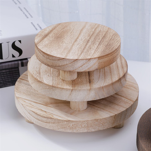 Solid wood base stand, wooden bathroom toiletries tray, scented <b>candle</b> <b>holder</b>, wooden milk tea shop cake base - Product Image 3