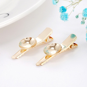 Gold 3.5Cm Pointed Duckbill <b>Clip</b> Beaded Rim Hair Accessory Daily Use - Product Image 3
