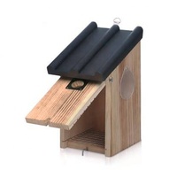 Nichoir en bois naturel suspendu avec abri pour oiseaux