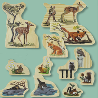 Ensemble de figurines d'animaux en bois en voie d'extinction, jouets éducatifs préscolaires pour enfants