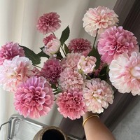 CM-TH700 de bonne qualité 3 têtes rose vif Dahlia fleur artificielle pour la décoration de mariage