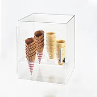 अनुकूलित प्लास्टिक मलाईबर्फ़ धारक एक्रिलिक आइसक्रीम कोन प्रदर्शन