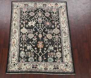 Tapis oriental turc Oushak floral géométrique de teinture végétale noué à la main 5x6 personnaliser la taille disponible - Product Image 1