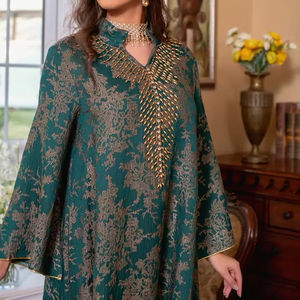 R-369 युवा महिलाओं के लिए आकर्षक आकर्षक मुस्लिम पोशाक, स्टैंड कॉलर जलाबिया पार्टी पोशाक लक्जरी कढ़ाई आर्ब लंबे वस्त्र - Product Image 1