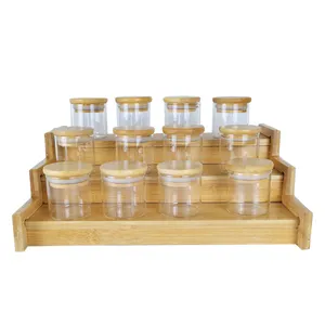 12Pcs Glass Jars Set(300Ml),Clear Spice Jars with Bamboo Lids