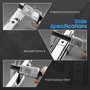 Sneida 12-58 Inch Nhiệm Vụ Nặng Nề Bóng Mang Ngăn Kéo Trượt 53Mm Công Nghiệp Đường Sắt Trượt 125 Kg Công Suất Khóa Nhà Bếp Ngoài Trời - Product Image 3