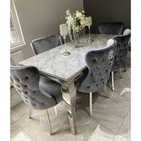 Table et chaises à manger en marbre miroir de luxe Fanaosi avec base en acier inoxydable, design moderne pour la maison et l'hôtellerie