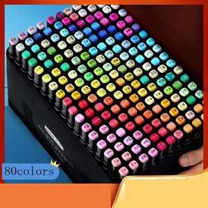 Оптовая продажа с фабрики: Набор высококачественных художественных маркеров (12/24/36/48/60/80 цветов) для детей, смываемые, для рисования, акриловые ручки. - Product Image 5