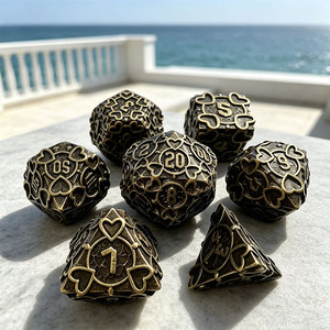 Juego de dados metálicos con borde de corazón, elegante contorno de corazón, juego de mesa de rol DND, kit de dados de regalo - Product Image 4