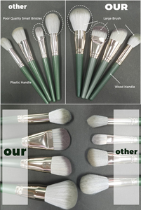 Chất Lượng Cao 14Pcs Trang Điểm Bàn Chải Thiết Lập Lớn Lông Thiên Nhiên Tóc Mỹ Phẩm Bàn Chải Thiết Lập Màu Xanh Lá Cây Make Up Gỗ Xử Lý Bàn Chải Biểu Tượng Tùy Chỉnh - Product Image 6