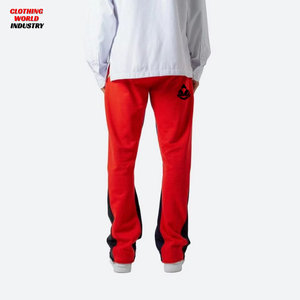 Pantalon de jogging ample et épais pour homme, style streetwear, avec patchs appliqués, coupe évasée, vintage, droit, rouge, baggy - Product Image 5