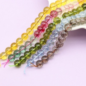 Cuentas agrietadas de color <span class=keywords><strong>topacio</strong></span> <span class=keywords><strong>amarillo</strong></span> de cristal verde Natural de 6 ~ 10mm, accesorios, cuentas redondas de piedras preciosas para la fabricación de joyas - Product Image 1