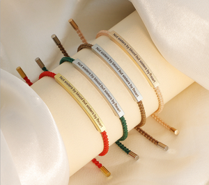 أساور صداقة من الفولاذ المقاوم للصدأ مع حروف روحانية، أساور مجدولة للنساء، هدايا - Product Image 1