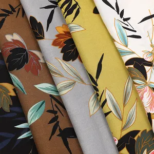 Groothandel Nieuwe Collectie Geweven Zomer Hawaiian Challis Grote Bloemen Gedessineerde Digitale Gedrukt 100% Rayon Viscose Stoffen Voor Kleding