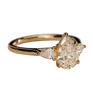 แหวนเพชร CVD รูปทรงลูกแพร์ ขนาด 0.5-2 กะรัต พร้อมใบรับรอง IGI ทอง 10k/14k/18k ดีไซน์หรูหราสำหรับผู้หญิง แหวนแต่งงานแบบสั่งทำพิเศษ ตัวเรือนแบบกรงเล็บ เหมาะสำหรับเป็นของขวัญ - Product Image 3