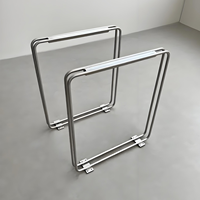 Pieds de table rectangulaires en acier inoxydable robustes, pieds de support pour bureau d'ordinateur et table à manger, design double ligne