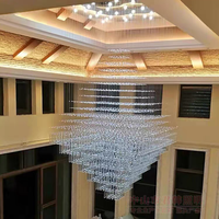 Lustre en cristal de luxe nordique personnalisé, grand luminaire suspendu doré pour villa, hôtel, salon et éclairage d'escalier
