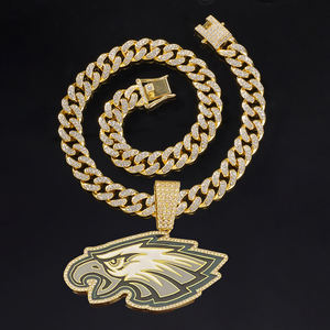 <span class=keywords><strong>Collier</strong></span> Pendentif Personnalisé Logo Équipe de Football Américain Philadelphia Eagles Bijou Fantaisie Fine pour Amis Hiphop ou Fans de Sport - Product Image 3