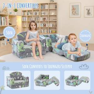 Canapé-lit confortable pour enfants en mousse, <span class=keywords><strong>pliable</strong></span>, avec motif de dinosaure, canapé-lit pour enfants doux et inclinable, qui brille dans le noir - Product Image 3