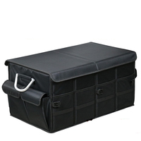 Organisateur de coffre de voiture pliable imperméable à plusieurs compartiments durable Grande capacité Boîte de rangement de coffre de voiture réfléchissante avec couvercle