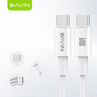 BAVIN Precio al por Mayor Personalizado, Cable de Carga Rápida USB Tipo C a USB Tipo C de 2 Metros, 60 W, 3 A, para Teléfono Móvil Android, Huawei, PC, Tableta