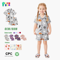 Ensembles de vêtements de nuit pour enfants Puresun personnalisés avec volants, 100% coton biologique, pyjamas pour enfants, imprimé de dessins animés, pyjamas d'été pour filles