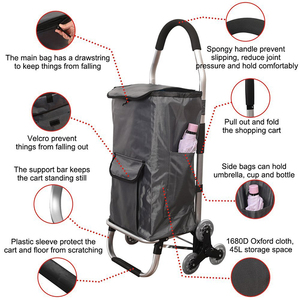 Carrito de la compra plegable de aluminio para exteriores, carrito liviano con ruedas giratorias, para la colada, escalador de escaleras - Product Image 6