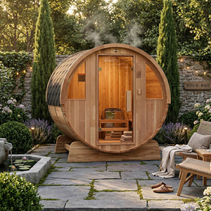 ห้องซาวน่ากลางแจ้งสุดหรูทันสมัยสำหรับ 2-4 คน ห้องอบไอน้ำไม้ ห้องซาวน่าแห้งพร้อมหน้าต่างกระจก หลังคาแอสฟัลต์ เครื่องทำความร้อน Harvia แบบสั่งทำพิเศษ - Product Image 1