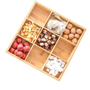 Bamboo Snack Box With Compartments For Dried Fruits Candies And Nuts Rectangle Multifunctional <b>Storage</b> <b>Tray</b> - Product Image 2