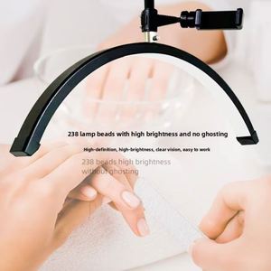 Lampe sur pied en arc de 24 pouces pour tatouage et sourcils, grande lampe LED sans ombre en forme de U avec support pour salon de beauté et nail art - Product Image 2
