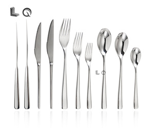 Ensemble de couverts <span class=keywords><strong>en</strong></span> acier inoxydable poli miroir style tendance avec cuillère, fourchette et <span class=keywords><strong>couteau</strong></span> pour cadeaux d'affaires - Product Image 1