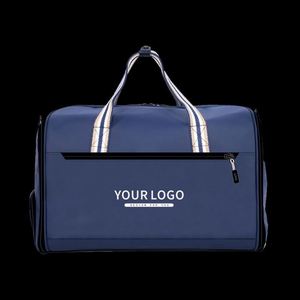 Sac de sport et de voyage Oxford imperméable personnalisé avec compartiment à chaussures séparé (humide/sec) et poignée rayée pour voyages d'affaires - Product Image 1