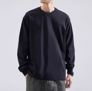 Camisetas de algodón pesado Premium de alta calidad, manga larga, hombros caídos lisos, diseño de serigrafía, tela de punto con cuello redondo - Product Image 2