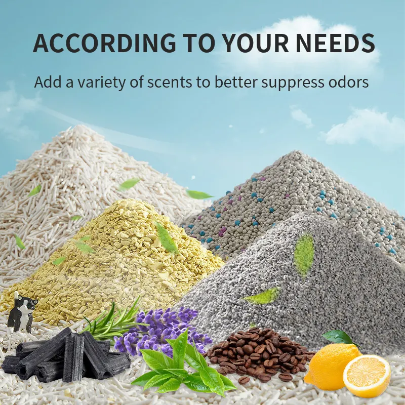 Design Verpackung geruchsentfernende Farbe Tofu Katzensatz Sand natürliche OEM Premium Easy Scoop-Lavender-Düft für Katzensatz