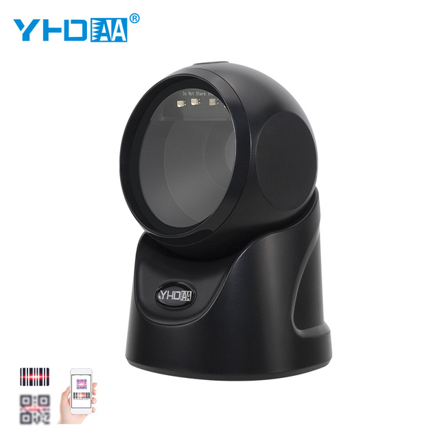 High Speed 2D Omnidirectional Auto Sense USB Wired Bar Qr Code Reader Support OEM Desktop Barcode Scanner for POS System