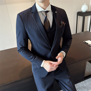 Erkek tek göğüslü saten yaka Suit siyah şal düğün Jacket ceket pantolon yemeği balo <span class=keywords><strong>3</strong></span>-Piece boyutu XL - Product Image 2