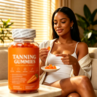 Astaxanthine Lycopène L-tyrosine Vitamine C 60 Comprimés Gommes bronzantes sans sucre pour femmes à base de bêta-carotène
