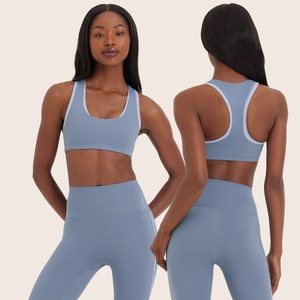Ensemble soutien-gorge et short de sport sans couture pour femme, nouveau design, couleurs contrastées, respirant, idéal pour le yoga et le fitness – Vente chaude - Product Image 1