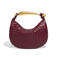 Bolso de Hombro Cruzado de PU Tejido para Mujer, Estilo Sardina, Novedad Otoño-Invierno, Simple, Moderno, Metálico, Portátil, Tendencia Casual, B&Y