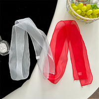 Écharpe longue unie en mousseline transparente ultra-légère, ruban en gaze multicolore pour femme, attache-cheveux quotidienne, bandeau pour queue de cheval, décoration de sac